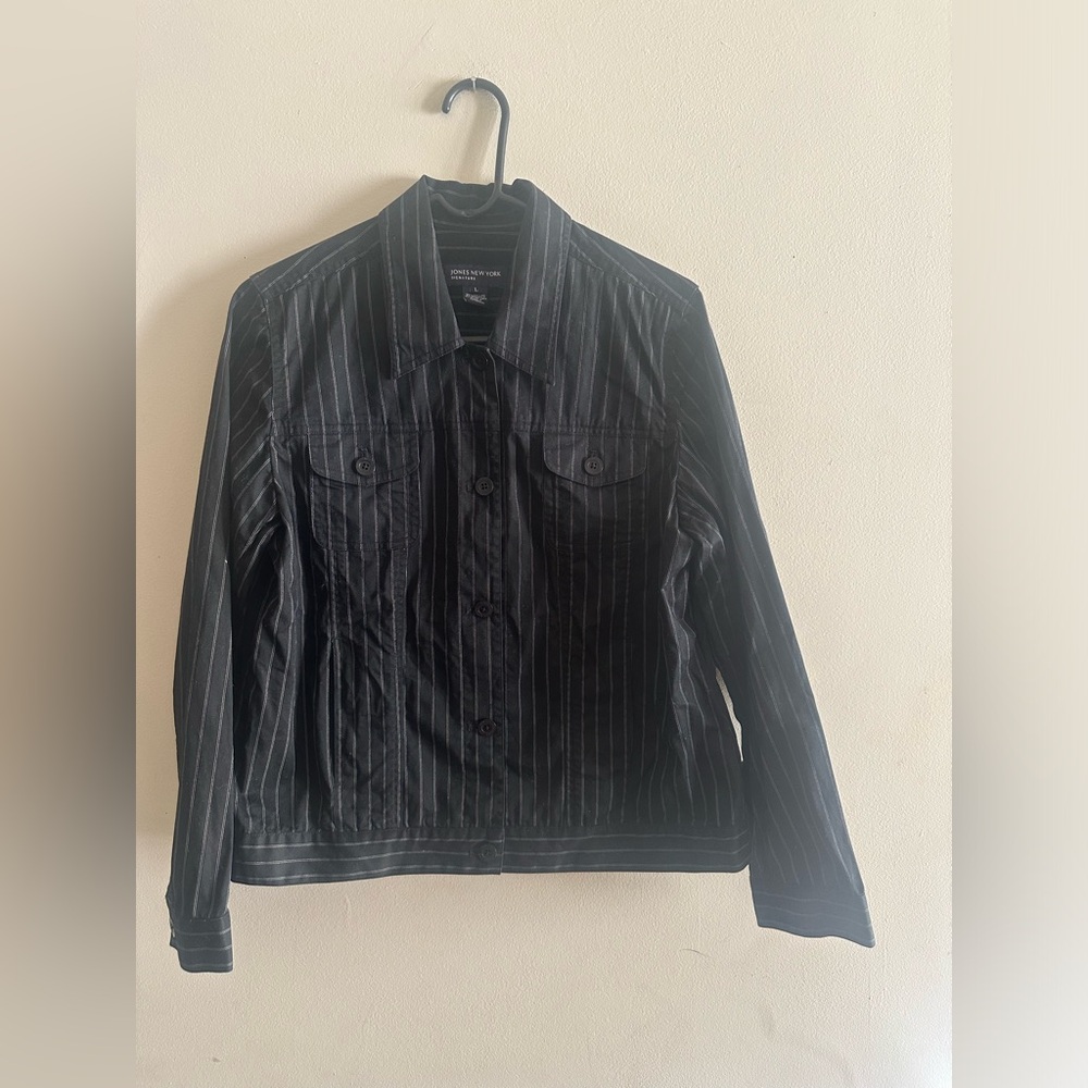 🌟Jones New York Black Pinstripe Lightweight Jacket Size L